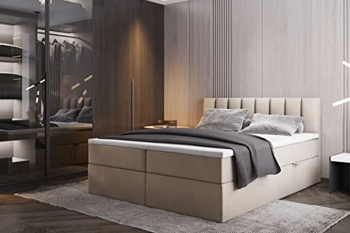 TRADA Boxspringbett mit Bonellmatratze H3 Palermo, 180x200 cm, Beige
