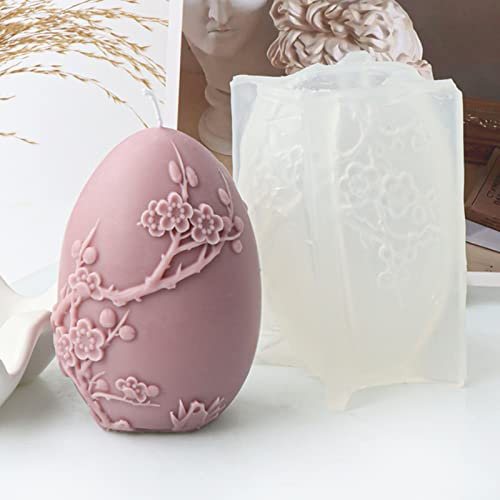 Ostern Silikonform 3D Ostereier Silikonform, Ostern Kerzenformen Seifenform Ei Silikon Backform Blume Ostereiform für DIY Tortendeko, Schokolade, Seife, Sojawachs Kerzen, Ostergeschenke (F)