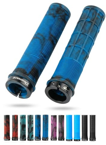Mountain Bike and BMX Grips - Comfortable, Non-Slip, Vibrant Color Bicycle Handlebar Lock-on Grips for MTB, BMX, Options (Deep Sea Blue)