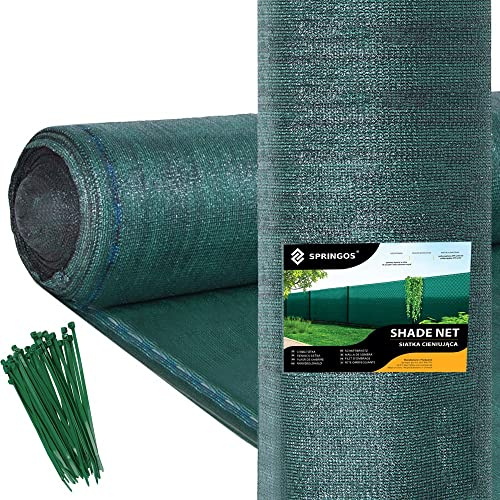SPRINGOS Schattiernetz Beschattungsnetz 1,5 x 10 m 185 g/m² Zaunblende inkl. 50 Stück Kabelbinder