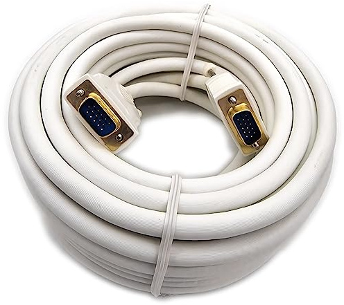 HDIUK Câble SVGA, Câbles Vidéo Graphique Prise VGA, Écran Blanc 10 m