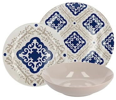 Servizio di Piatti da Tavola in Ceramica Color Romb 18 Pezzi