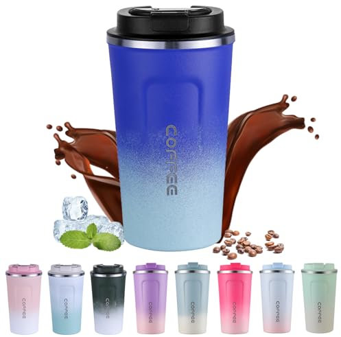 EACHPT Travel Mug, 510ml Coffee Travel Mug with Leakproof Lid,Stainless Steel Thermal Cups for Hot Drinks,Reusable Vacuum Insulated Coffee Cups, Travel Coffee Mug for Hot Cold Drinks/Tea