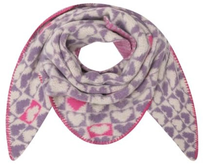 FASHION YOU WANT Dreieckstuch Stola Schal mit Viscose und Wolle - Hochwertiges Halstuch mit großem Herz-Print - Perfekt für Herbst Winter (klein lila)