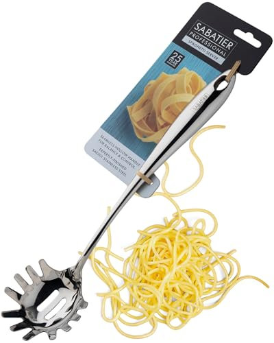 Sabatier - Mestolo professionale per spaghetti, in acciaio inox lucidato a specchio, cucchiaio su misura, scolare e servire la pasta, costruzione robusta, lavabile in lavastoviglie