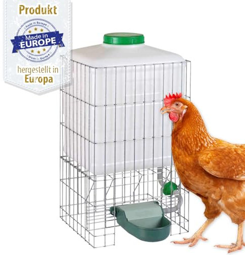 Automatische Hühnertränke Metall 20 Liter - Wasserspender mit Filtersystem - Trinkbrunnen für Tiere - Ideal für Hühner, Gänse, Enten - Leichte Reinigung - Selbstbefüllende Geflügeltränke