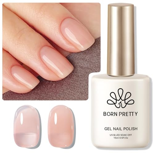 Born Pretty UV Nagellack Milky Jelly Hellnude 15ml - Gel Nagellack UV Transparent Natur UV Lack UV LED Soak off Manicure Gel Lacquer Varnish