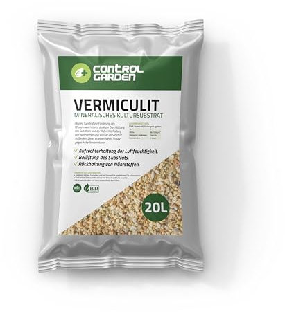 Control Garden Vermiculita 20L | Tierra para Plantas y Cultivos Interior y Exterior | Sustrato Natural para Semillas | Fabricado en España
