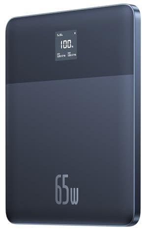 Baseus Power Bank, Powerbank Ultra Sottile da 65 W con Controllo App, Batteria Esterna da 12000 mAh Ricarica Rapida per iPhone Serie 15 14, Samsung, iPad, MacBook, Switch, Steam Deck, Blu
