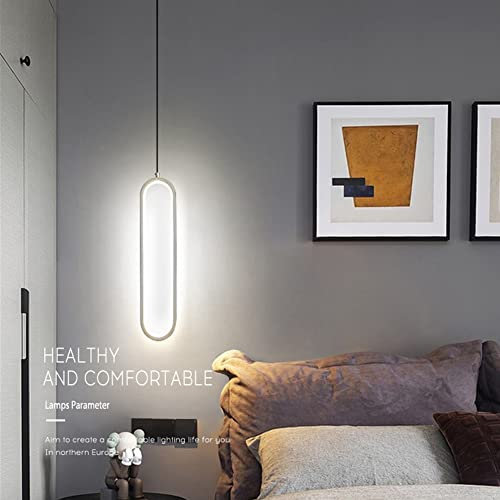 AMZLORD Lámpara Colgante LED Minimalista Oro Negro Dormitorio Nórdico Suspensión Luminaria Lámpara Decorativa Mesita de Noche Blanca Cálida Metal AC 110V-220V 3000K-6000K para Dormitorio Sal