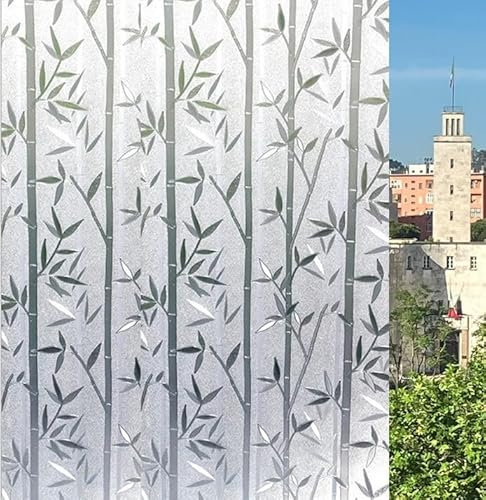 Dekorative Glasfolie (Bambus, 60 x 200 cm), viele große Größen, Sichtschutz, selbstklebend, ohne Kleber, UV-Schutz, ohne Rückstände, einfache Anwendung, Fenster, Dusche, statische Haftung, entfernbar