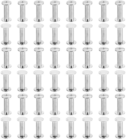 PATIKIL M5x18mm Chicago Screws, 50 Sets Chicago Screws Phillips Binding Post Screw Bolts Leather Rivets Brass Fasteners Connectors Steel for Leather Belt Scrapbook Photo Albums, Silvery