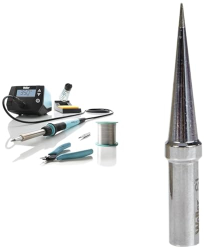 Weller WE 1010 (T0053298390) Kit éducatif 70 W/230 V Station de soudage numérique 1 canal & ET SL (4ETSL-1) Panne De Fer A Souder Longue Conique Pour Weller 1010, Ø 0.4 mm