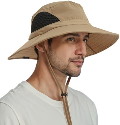 EINSKEY Sonnenhut Herren, UPF 50+ UV-Schutz Faltbar Sommerhut Wanderhut Safari Hut für Damen, Breite Krempe Atmungsaktiv Outdoor Sonnenschutz Hut Anglerhu
