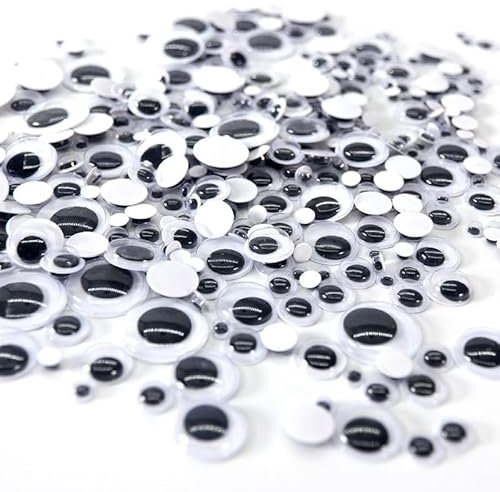 BITHAI 200 Stück Wackelaugen Selbstklebend, Wiggle Eyes Augen Kunststoff Puppe Augen,Durchmesser 5-10 mm Oval Wiggle Googly Eyes, für DIY Scrapbooking Handwerk Spielzeug Zubehör (Durchmesser 10MM)