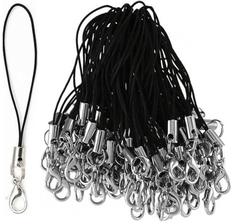 50 Stücke Einfache Handy Lanyard Strap für Schlüssel Schlüsselanhänger,Handyanhänger Schlaufen mit Karabiner,Telefonring Strap Handy Charm Cord zum Pendents USB Schüsselanhänger