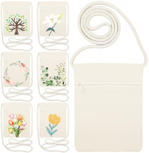 MQIAN Stoffbeutel Zum Bemalen Für Kinder,6 STK Taschen Bemalen Kindergeburtstag,Stofftaschen Zum Bemalen,Taschen Zum Bemalen Für Kinder,Turnbeutel Zum Bemalen