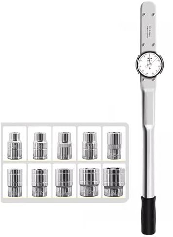 Vituord Dial Torque Wrench, 1/2 Inch Indicator Torque Force Tester, with Real-time/peak Mode, Square Tenon, 10 Pcs Sockets Set (10-24mm), Precision Torque Meter