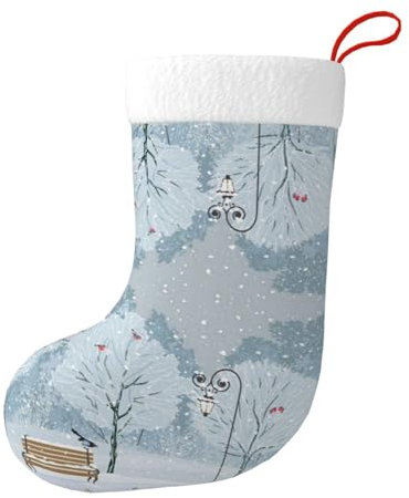 Hgbbdyyjj Birds In The Park On A Snowy Day Personalisierte Weihnachtsstrümpfe für Herren und Damen, Weihnachtsstrümpfe, weiches Polyester, dekorative Socken, Schwarz , Einheitsgröße