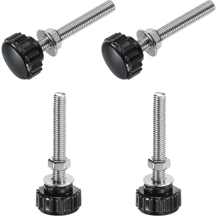 QUARKZMAN 4 Stück Rändelschraube mit Gewinde M5 x 40mm Rundkopfschraube mit Muttern Unterlegscheiben, Flügelschrauben Edelstahl 304 Klemmhebel 18mm Klemmknöpfe für Maschine