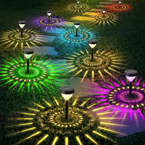 Vangue Solar Lights Outdoor Garden, 2025 New Dynamic Running Light, IP65 Waterproof Dual-Mode Solar Powered Outdoor Lights for Pathway Lawn Patio Yard Landscape Driveway