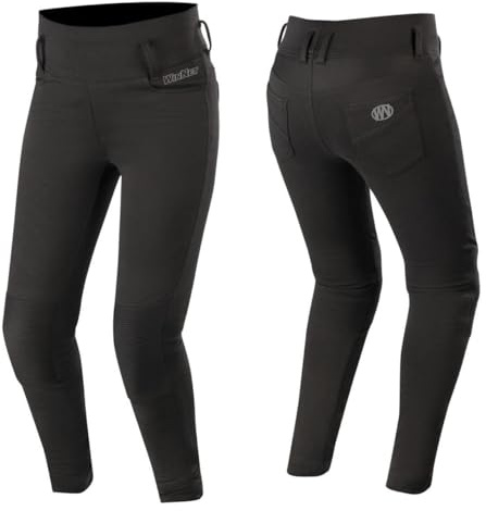 WinNet Pantaloni Elasticizzati Leggins da Moto Femminili Donna con Protezioni Omologate e Kevlar