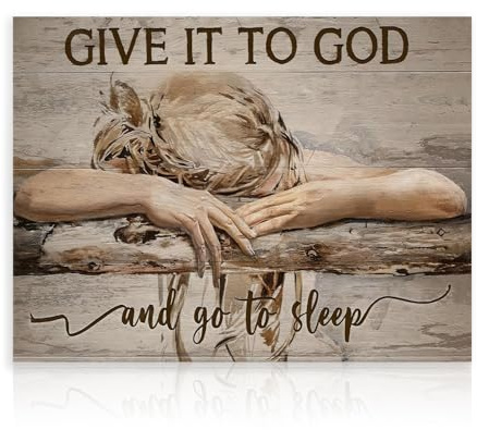 Dazzlewall Christliche Wandbilder, Gib Es Gott und Geh Schlafen Inspirierende Zitate Leinwand Bilder für Wohnheim Mädchenzimmer Deko 30×40 cm Ungerahmt