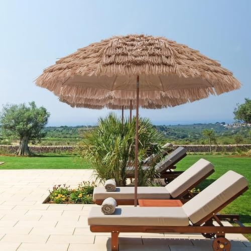 YFQYRB Ombrello da Giardino per Esterni Portatile, Ombrellone da Spiaggia Rotondo Antivento, Ombrellone di Paglia 2.2m 2.4m 2.8m 3m(3m/10ft)