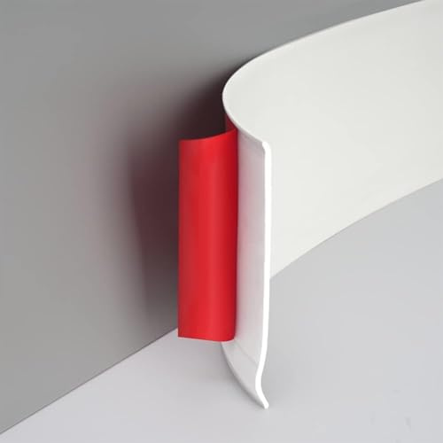 White PVC Skirting Board Trim Self-Adhesive,Flexible Skirting Boards Covers,Peel and Stick Wall Base Board Moulding Strip,Baseboard Molding Tape(3 Meters L,6cm W)