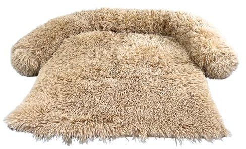 Dastium Pets – XXL Hundedecke für Sofa Beige – Waschbares Hundebett mit herausnehmbaren Kissen -Schutz Hundedecke fürs Couch – Hundekissen aus flauschigem Stoff – Hundebett für Bank – 101CM