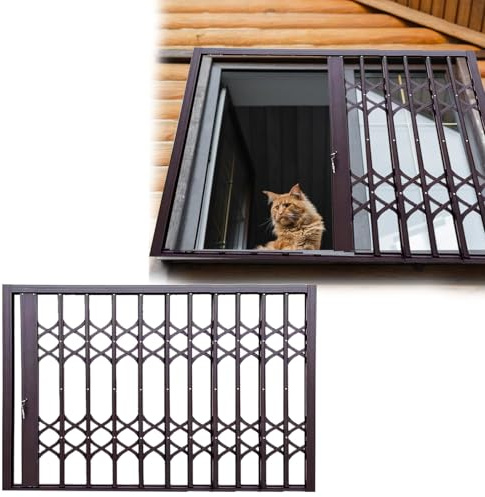 Inferriate per Finestre Barre di Sicurezza in Metallo per Finestre Scorrevoli e Pieghevoli per Animali Domestici, Barre di Sicurezza Retrattili per Finestre Antifurto e di Sicurezza, Recinzione(20x38i