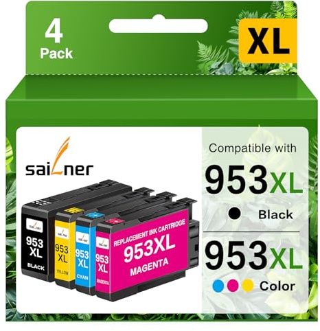 SAILNER 953XL Druckerpatronen Kompatibel für HP 953 XL Multipack 953XL Patronen für HP Officejet Pro 7720 8710 8715 7740 7730 8720 8740 8750(Schwarz, Cyan, Magenta, Gelb)