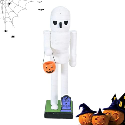 Figuras de cascanueces de Halloween, estatua de mesa de esqueleto de calabaza, espeluznante figura decorativa de Halloween para estante, chimenea, ventana de exhibición del hogar