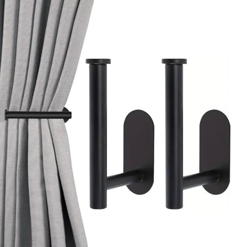 Galenecx 2 Stück Gardinenhalter Ohne Bohren, U-förmige Aluminiumlegierung Raffhalter Haken, Vorhang-Raffhalter, Selbstklebende Vorhang Raffhalter, für Zuhause Schlafzimmer Büro Esszimmer Cafés