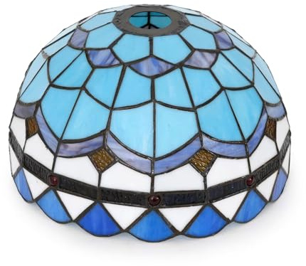 AIBOTY Reemplazo de Pantalla de lámpara Tiffany de 12 Pantalla de lámpara de Vidrio Manchado Cubierta de luz Azul mediterráneo Vintage Solamente 1-5/8 de Apertura para lámpara de pie arqueada