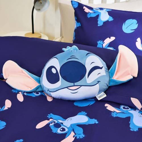 OHS Stitch Cushion, Officially Licensed Stitch Gifts for Girls Novelty Cushions for Sofa Couch Bedroom Soft Cosy Decorative Plush Pillow Cute Room Decor Back Support Cushion, Blue - 36 x 25cm