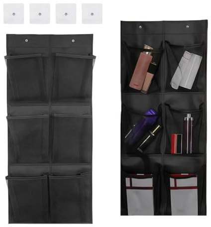 LUMOOM 2 Stück Schuhorganizer Hängend, Aufbewahrung mit 6 Große Masche Taschen, Organizer über der Tür für Schuhe, Schuhregal für Wohnmobile Kleiderschränke Wohnzimmer (Schwarz)