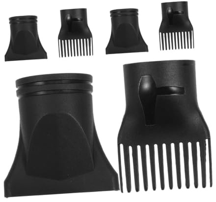 Set di 6 Beccucci per Asciugacapelli in Plastica Nera | Uso Domestico e Salone, Design Portatile, Styling Versatile, Asciugatura Rapida, Distribuzione Uniforme