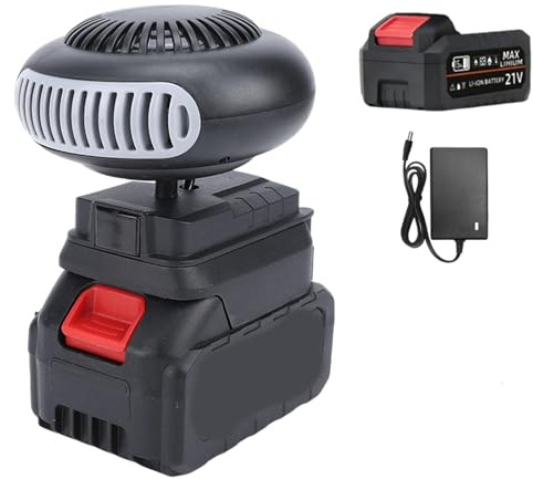 Chauffage D'appoint alimenté par Batterie, Chauffage Voiture Portable Sans Fil, Chauffage Rapide, Dégivrage, Désembueur, pour Maison, Bureau, Camping-car, SUV, Bureau (Chauffage+Batterie 6500 mAh)