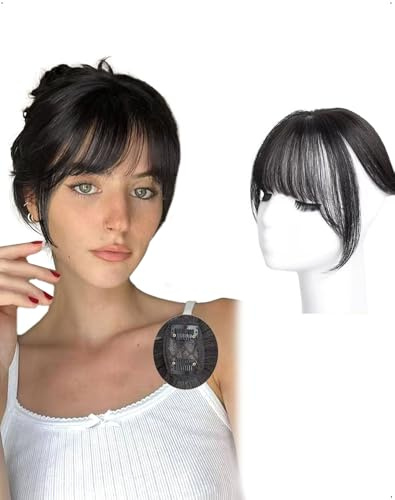 SanKristo 3D 360° Haar Toppers Pony Air Haarteil Klammer, natürlich fake hair extensions clip in bangs hairline oberkopf werdendes Haarstücke Accessoires Leicht atmungsaktiv Frauen täglichen, Schwarz