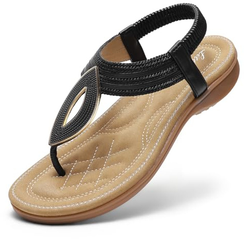 Littleplum Femmes Sandales Plates été Mode Bout Ouvert Chaussures Tongs de Plage(Noir,39EU)