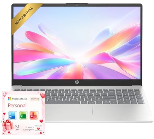 HP 15.6 Business Laptop Computer with Microsoft 365 • 2026 Edition • Copilot AI • Intel 4-Core N100 CPU • 1.1TB Storage (1TB OneDrive + 128GB SSD) • Windows 11 • w/o Mouse