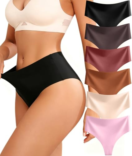 Sth Big Sömlös String Tanga Dam Hög Midja Trosor Nätunderkläder Kvinnor Andningsbar Osynlig Slip Hög Midja Kvinnor String Flerpack 6-pack, XXL