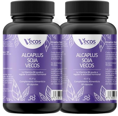 Isoflavonas de Soja + Extracto de Alcachofa - Soja - 60 Cápsulas - Ayuda a Combatir los Signos de la Menopausia - Propiedades Depurativas (120 Cápsulas (2 Botes))