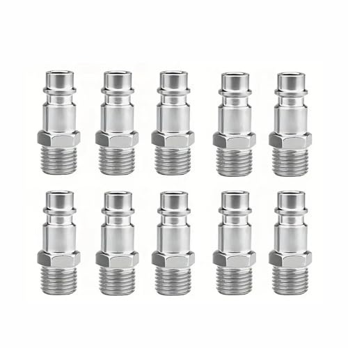 tooloflife 10 raccordi per linea Euro Air, filettatura maschio G1/4, accoppiatori a sgancio rapido, tappi in metallo anticorrosione, per compressori d'aria, pistole per vernice a spruzzo e strumenti