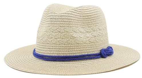 CHENWEIHAI Sonnenhut Strohhut Hut Hüte Für Frauen Eimer Sonnenhüte Herrenhut Stroh Panama Outdoor Party Eimerhut (55 58 cm/Beige)