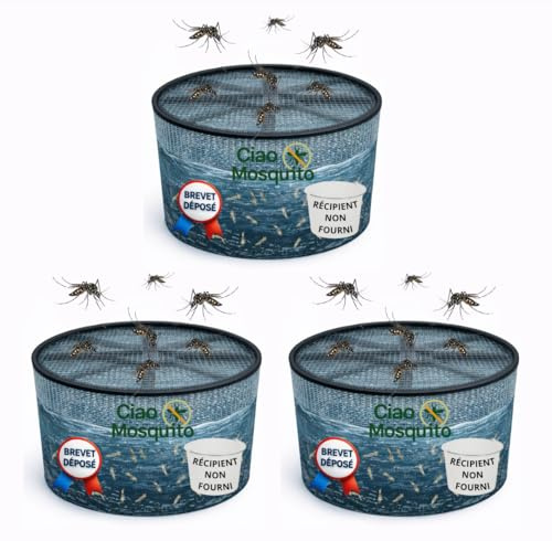 Lot de 3 Pièges à Larves de Moustiques sans Récipient – Anti Moustique Tigre & Eau Stagnante – Solution Écologique sans Insecticide – Kit Filet + Flotteur – Ciao Mosquito®