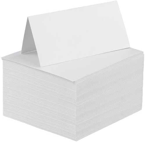 SINJEUN 200 Stück Tischkarten Kraftpapier 10x10 cm, Blanko Namensschilder Weiß, Platzkarten zum Selbst Beschriften für Hochzeit Geburtstag Events