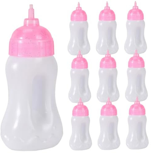 Vistnale 10 Bottiglie per Bambole da 2, 1x1, 5x4, 6'' Che sigillano Bottiglie di plastica per Bambole con biberon Giocattolo Creativo Realistico in plastica Glitterata per Giochi di Ruolo fantasiosi