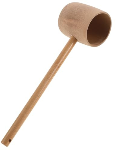 DOITOOL Rustic Bamboo Water Ladle, Handmade Bath Scoop with Long Handle, Multipurpose Kitchen Utensil for Washing Vegetables, Pouring Water and Bathroom Use, Beige